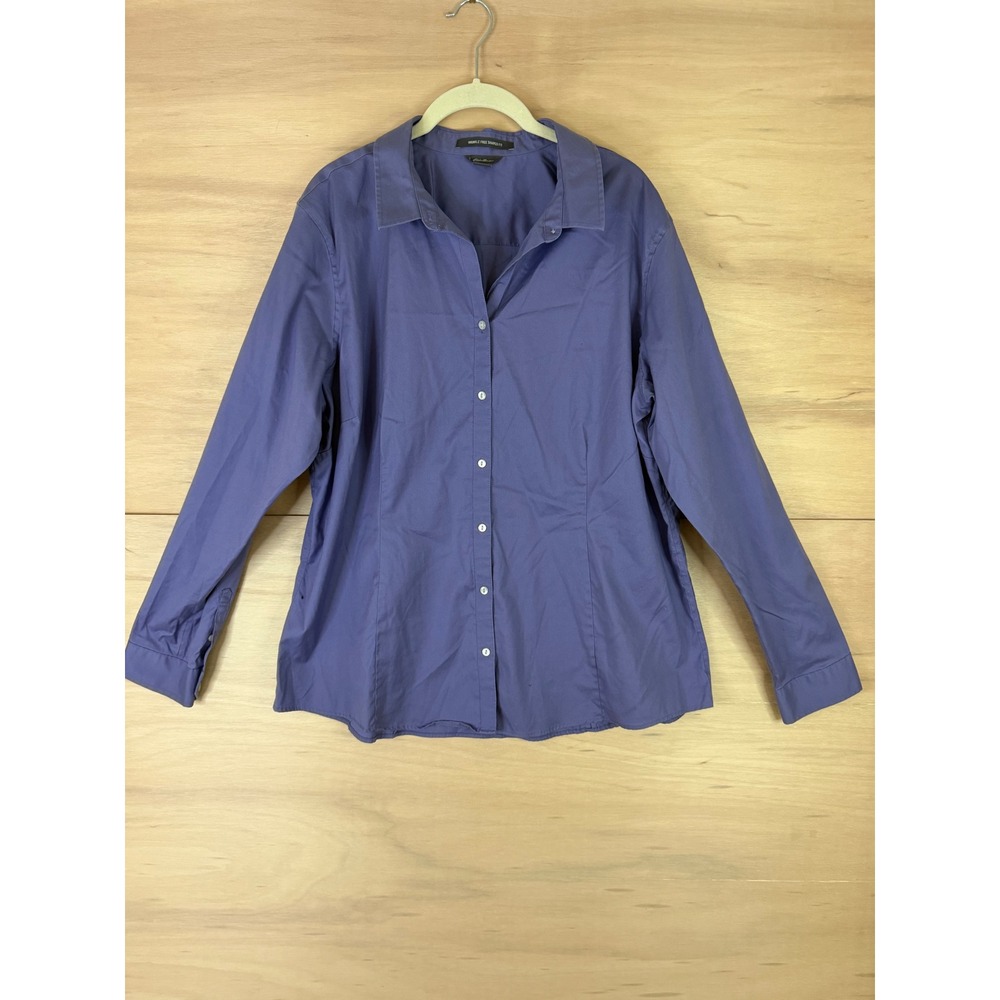 Eddie Bauer Women 2XL Purple Wrinkle Free Shaped Fit Cotton Button Down Shirt